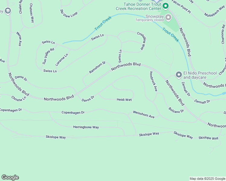 map of restaurants, bars, coffee shops, grocery stores, and more near 13433 Heidi Way in Truckee