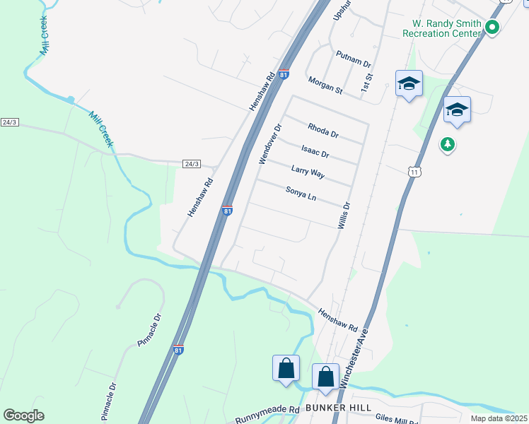 map of restaurants, bars, coffee shops, grocery stores, and more near 60 Dulcimer Drive in Bunker Hill