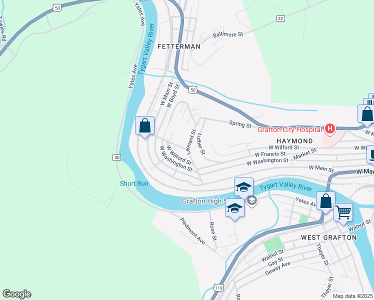 map of restaurants, bars, coffee shops, grocery stores, and more near 635 Leonard St in Grafton