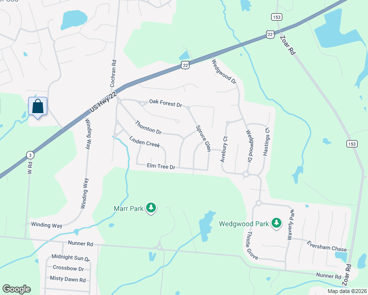 map of restaurants, bars, coffee shops, grocery stores, and more near 6185 Silver Wood Drive in Morrow