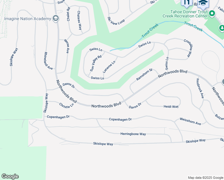 map of restaurants, bars, coffee shops, grocery stores, and more near 14520 Davos Drive in Truckee