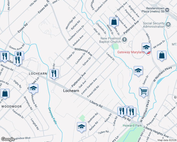 map of restaurants, bars, coffee shops, grocery stores, and more near 3719 Patterson Avenue in Baltimore