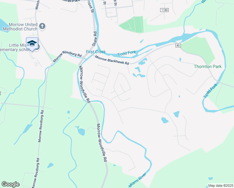 map of restaurants, bars, coffee shops, grocery stores, and more near 5077 Sullivans Ridge Drive in Morrow