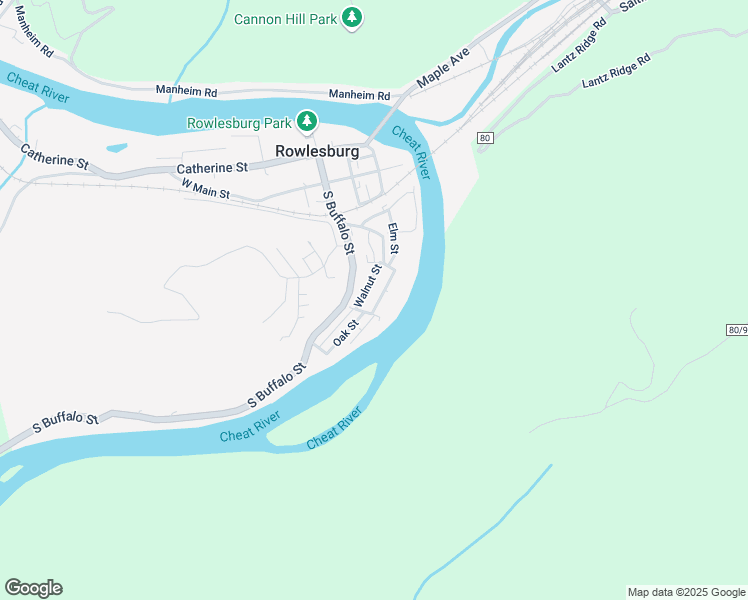 map of restaurants, bars, coffee shops, grocery stores, and more near 23 Chestnut St in Rowlesburg