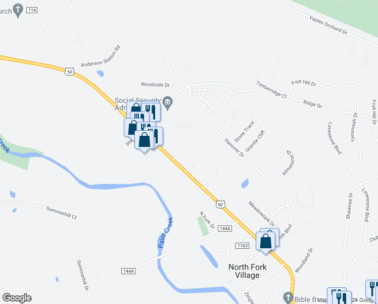 map of restaurants, bars, coffee shops, grocery stores, and more near 2077 Western Avenue in Chillicothe