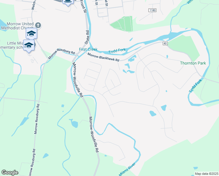 map of restaurants, bars, coffee shops, grocery stores, and more near 5077 Sullivans Ridge Dr in Morrow