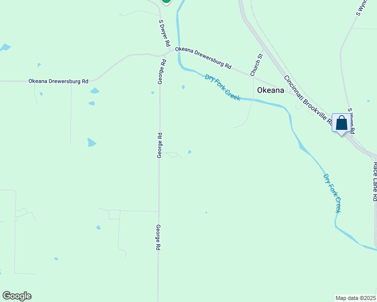 map of restaurants, bars, coffee shops, grocery stores, and more near 2972 George Road in Okeana