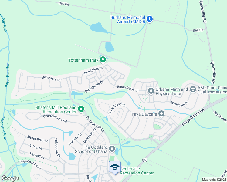 map of restaurants, bars, coffee shops, grocery stores, and more near 4009 Tottenham Street in Frederick