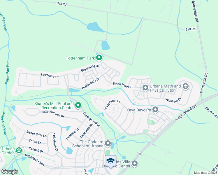 map of restaurants, bars, coffee shops, grocery stores, and more near 4009 Tottenham Street in Frederick