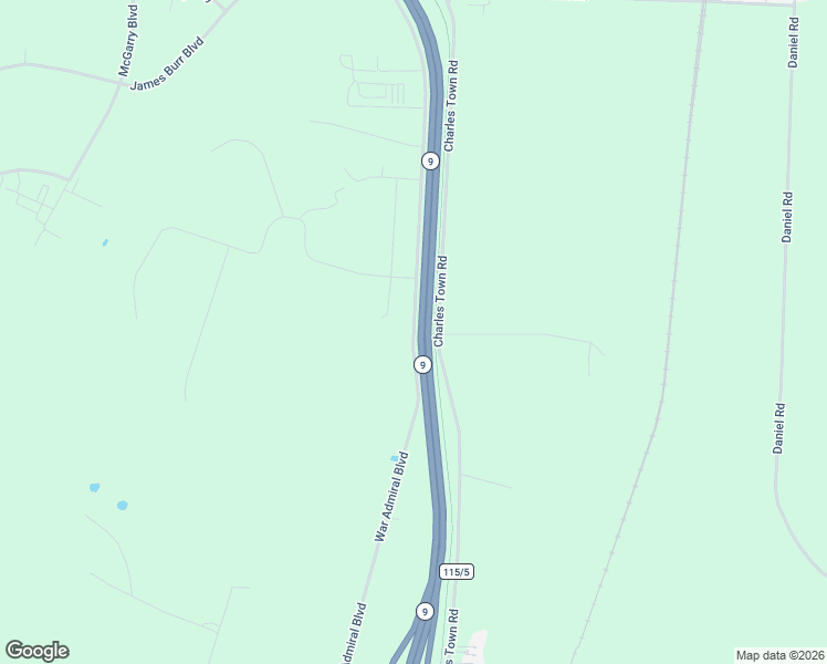 map of restaurants, bars, coffee shops, grocery stores, and more near War Admiral Boulevard in Ranson