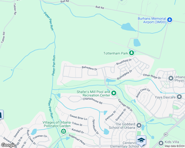 map of restaurants, bars, coffee shops, grocery stores, and more near 4007 Belgrave Circle in Frederick