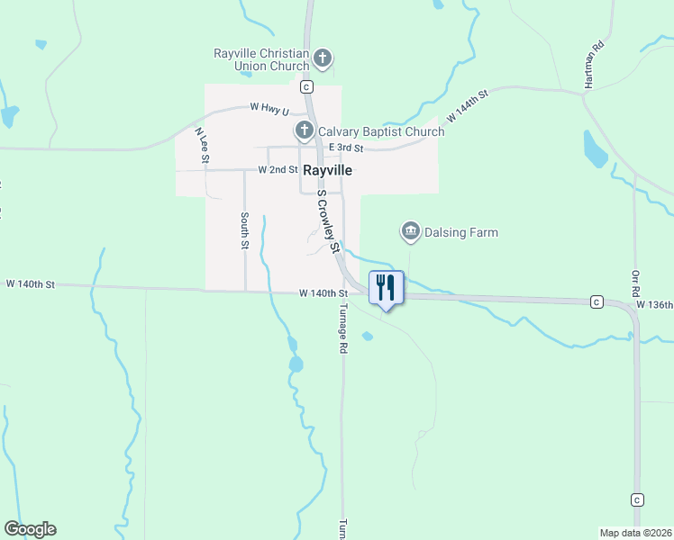 map of restaurants, bars, coffee shops, grocery stores, and more near 214 South Crowley Street in Rayville