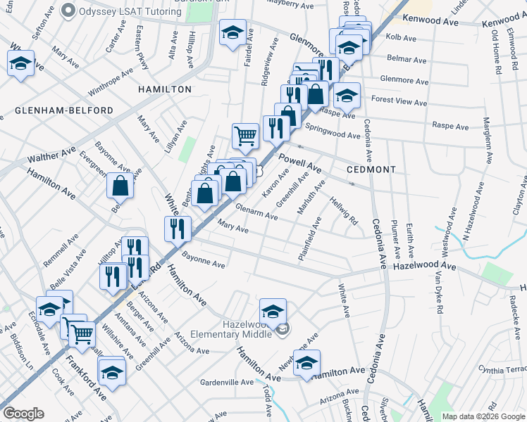 map of restaurants, bars, coffee shops, grocery stores, and more near 4308 Glenarm Avenue in Baltimore