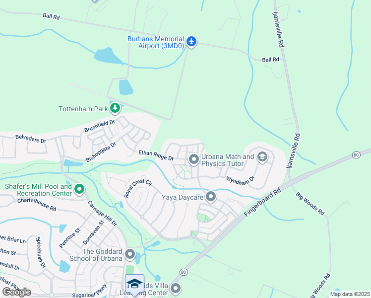 map of restaurants, bars, coffee shops, grocery stores, and more near 9665 Atterbury Lane in Frederick