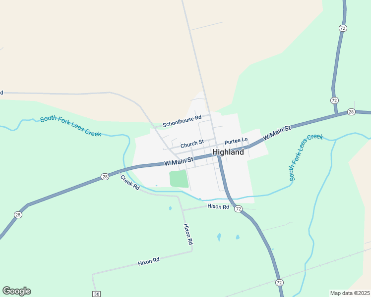 map of restaurants, bars, coffee shops, grocery stores, and more near 7864 Church Street in Highland