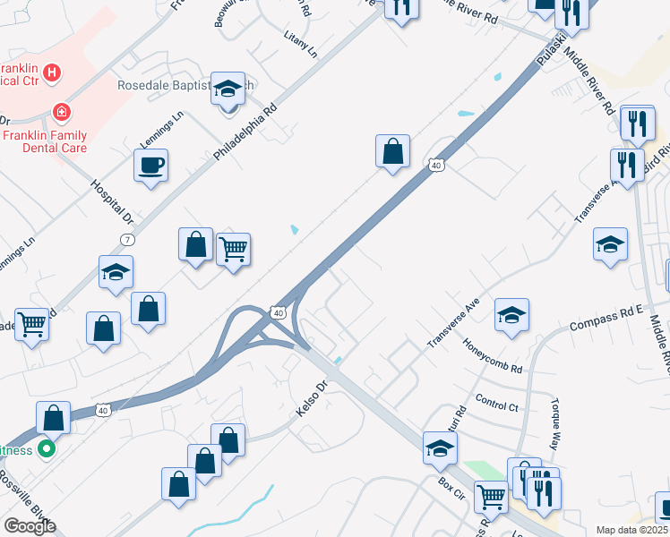 map of restaurants, bars, coffee shops, grocery stores, and more near 300 Holly Drive in Middle River