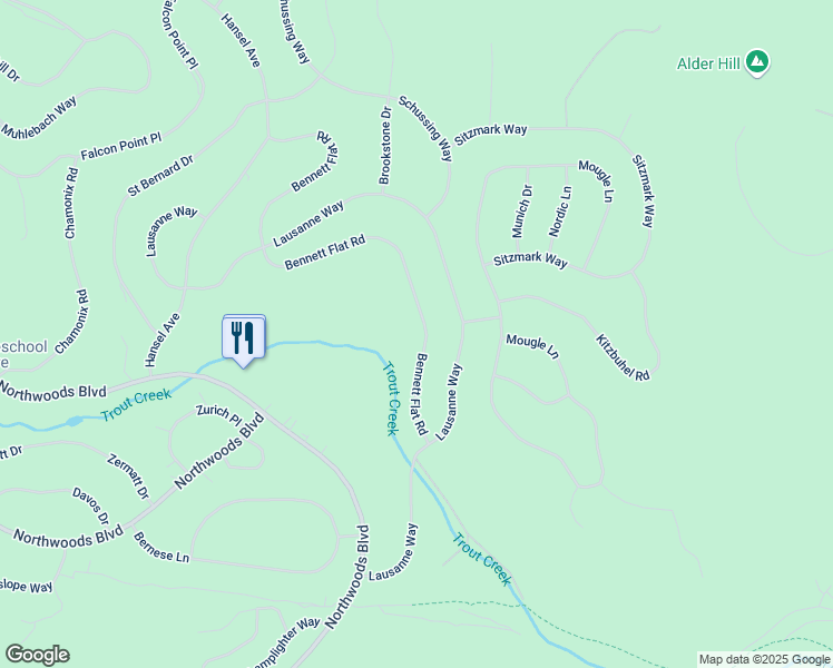 map of restaurants, bars, coffee shops, grocery stores, and more near 11462 Bennett Flat Road in Truckee