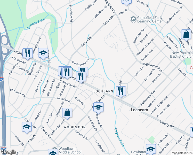 map of restaurants, bars, coffee shops, grocery stores, and more near 11 Brubar Court in Lochearn