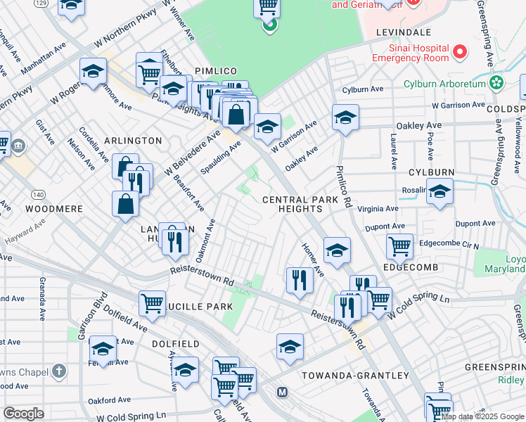 map of restaurants, bars, coffee shops, grocery stores, and more near 4911 Edgemere Avenue in Baltimore