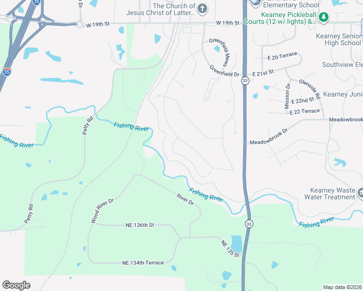 map of restaurants, bars, coffee shops, grocery stores, and more near 13821 Shadow Run Drive in Kearney