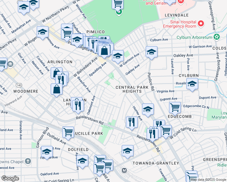 map of restaurants, bars, coffee shops, grocery stores, and more near 4923 Edgemere Avenue in Baltimore