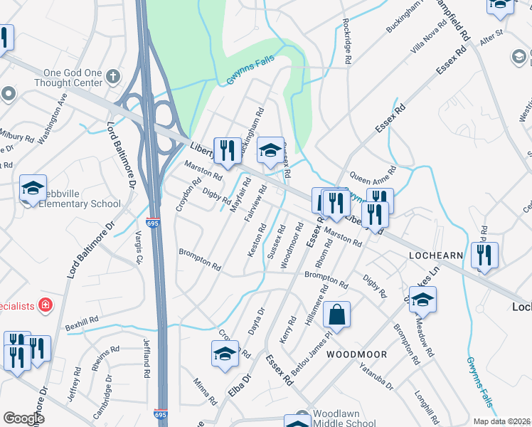 map of restaurants, bars, coffee shops, grocery stores, and more near 3518 Keston Road in Baltimore
