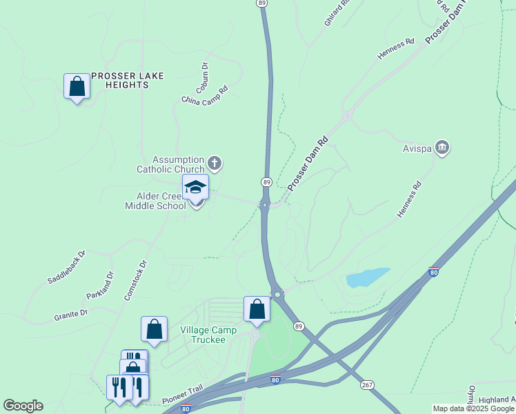 map of restaurants, bars, coffee shops, grocery stores, and more near 11200 Rue Ivy in Truckee
