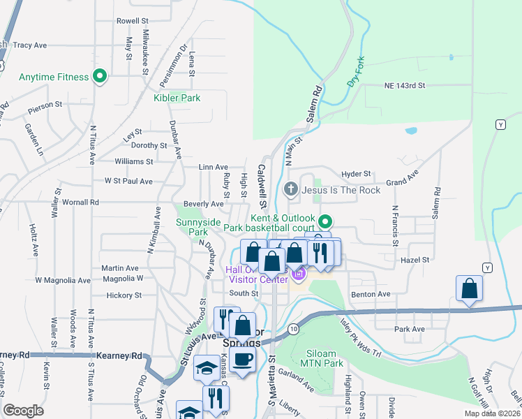 map of restaurants, bars, coffee shops, grocery stores, and more near 112 Cliff Drive in Excelsior Springs