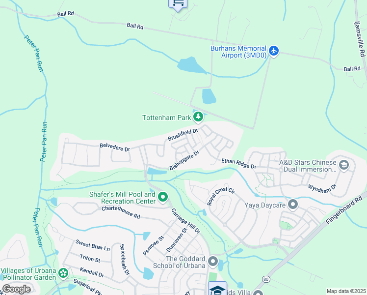 map of restaurants, bars, coffee shops, grocery stores, and more near 4113 Tantallon Way in Frederick