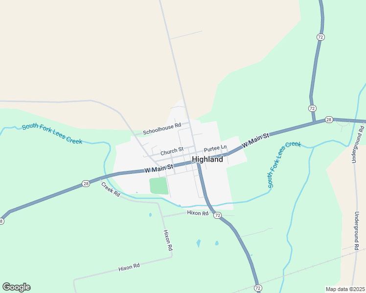 map of restaurants, bars, coffee shops, grocery stores, and more near 7904 Church Street in Highland