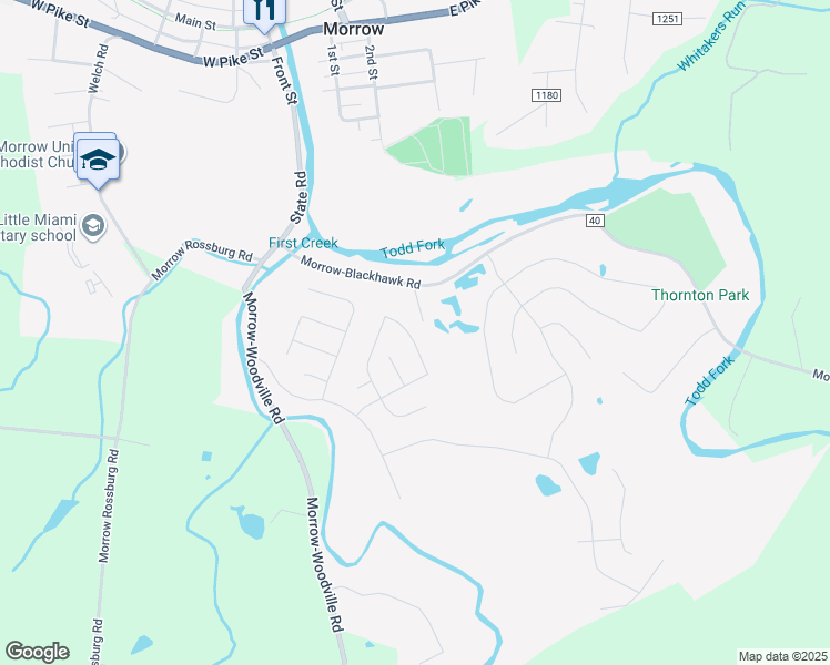 map of restaurants, bars, coffee shops, grocery stores, and more near 5736 Tonya Marie Court in Morrow