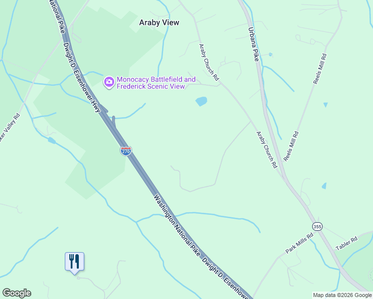 map of restaurants, bars, coffee shops, grocery stores, and more near in Frederick