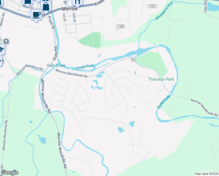 map of restaurants, bars, coffee shops, grocery stores, and more near 4821 Jessica Suzanne Drive in Morrow