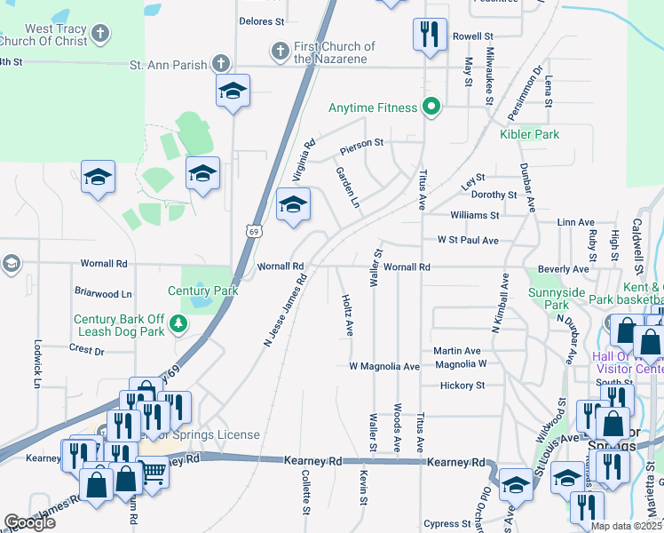 map of restaurants, bars, coffee shops, grocery stores, and more near 413 Holtz Avenue in Excelsior Springs