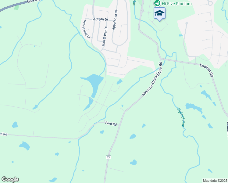 map of restaurants, bars, coffee shops, grocery stores, and more near 6117 Morrow-Cozaddale Road in Morrow
