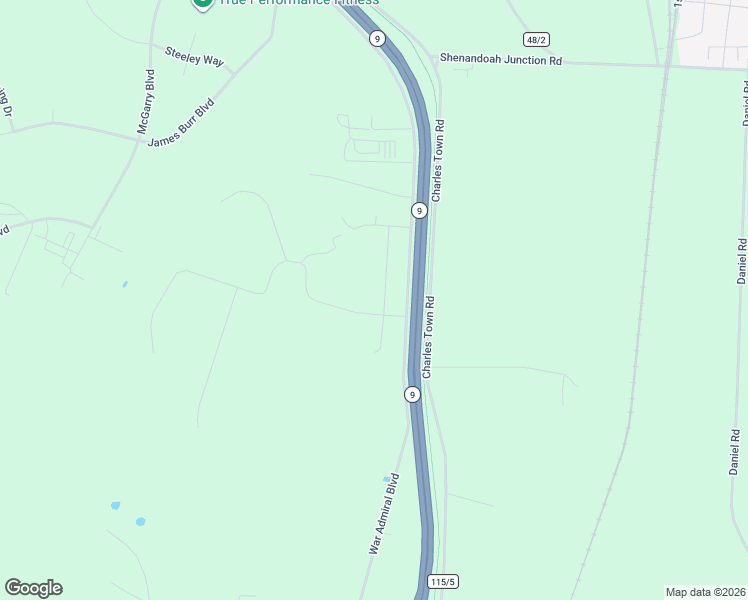 map of restaurants, bars, coffee shops, grocery stores, and more near 35 Grant Road in Charles Town