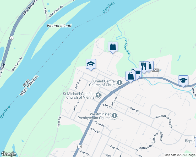 map of restaurants, bars, coffee shops, grocery stores, and more near 303 58th Street in Vienna