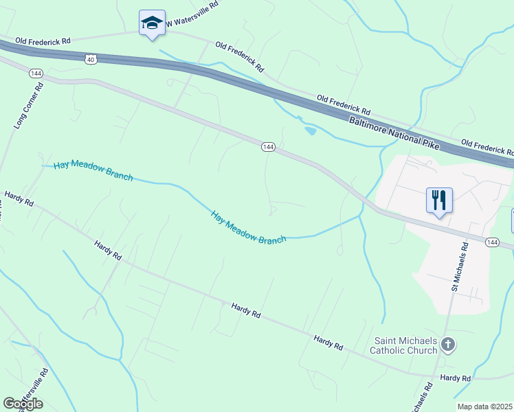map of restaurants, bars, coffee shops, grocery stores, and more near 17320 Pink Dogwood Court in Mount Airy