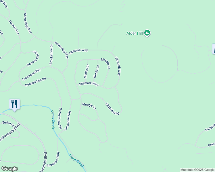 map of restaurants, bars, coffee shops, grocery stores, and more near 11764 Sitzmark Way in Truckee