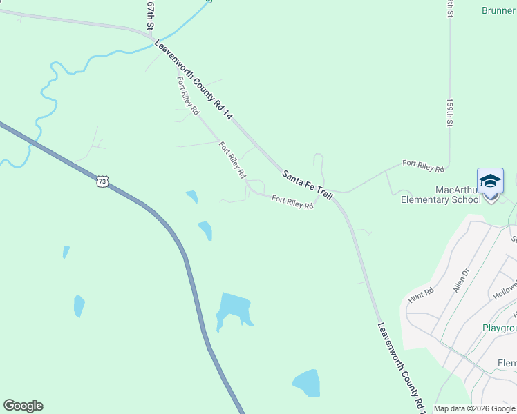 map of restaurants, bars, coffee shops, grocery stores, and more near 16417 Fort Riley Road in Leavenworth