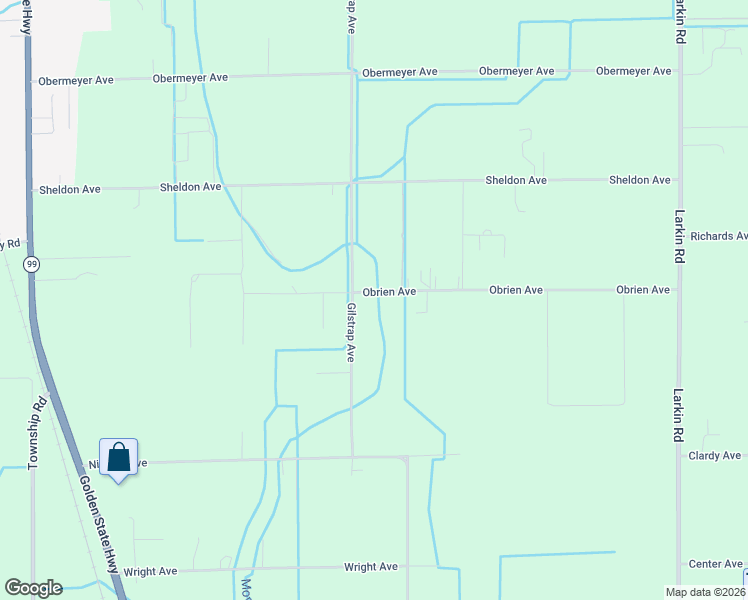map of restaurants, bars, coffee shops, grocery stores, and more near 318 Obrien Avenue in Gridley