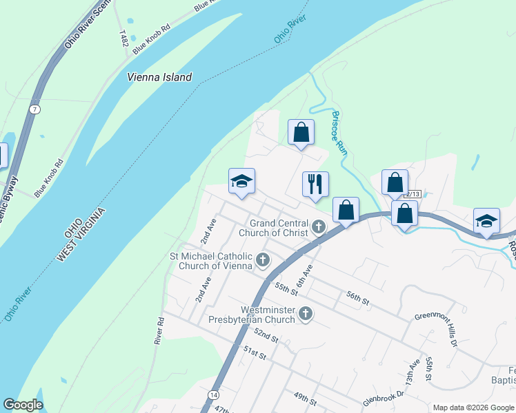 map of restaurants, bars, coffee shops, grocery stores, and more near 303 58th Street in Vienna