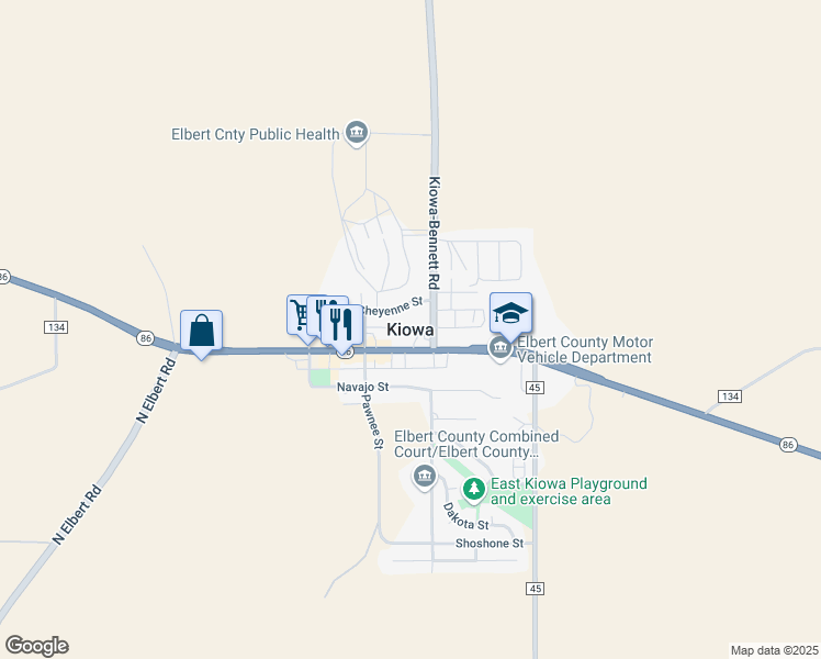map of restaurants, bars, coffee shops, grocery stores, and more near in Kiowa
