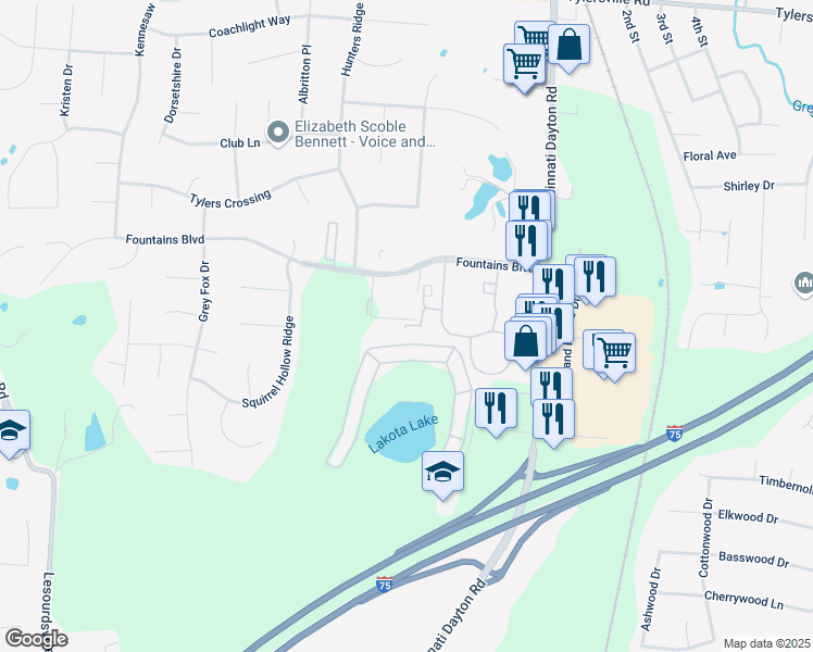 map of restaurants, bars, coffee shops, grocery stores, and more near 8226 S Legare Ct in West Chester