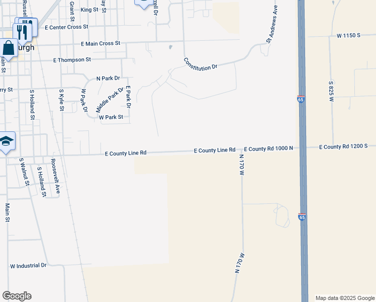 map of restaurants, bars, coffee shops, grocery stores, and more near West 1000 North in Edinburgh