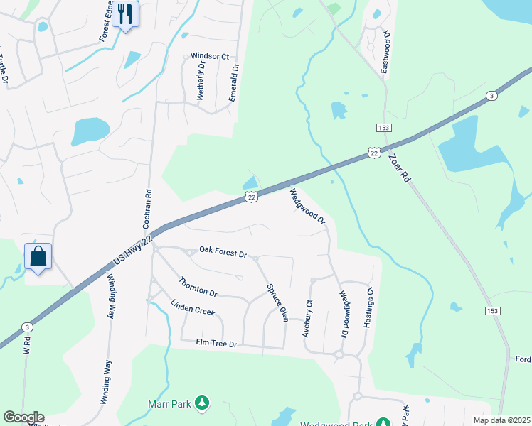 map of restaurants, bars, coffee shops, grocery stores, and more near 638 Grande Oaks Drive in Morrow