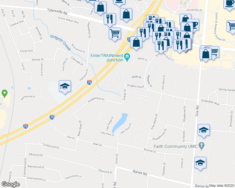 map of restaurants, bars, coffee shops, grocery stores, and more near 7642 Berkshire Court in Butler County
