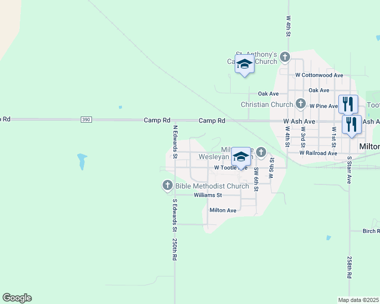 map of restaurants, bars, coffee shops, grocery stores, and more near 1000 Duckworth Avenue in Miltonvale