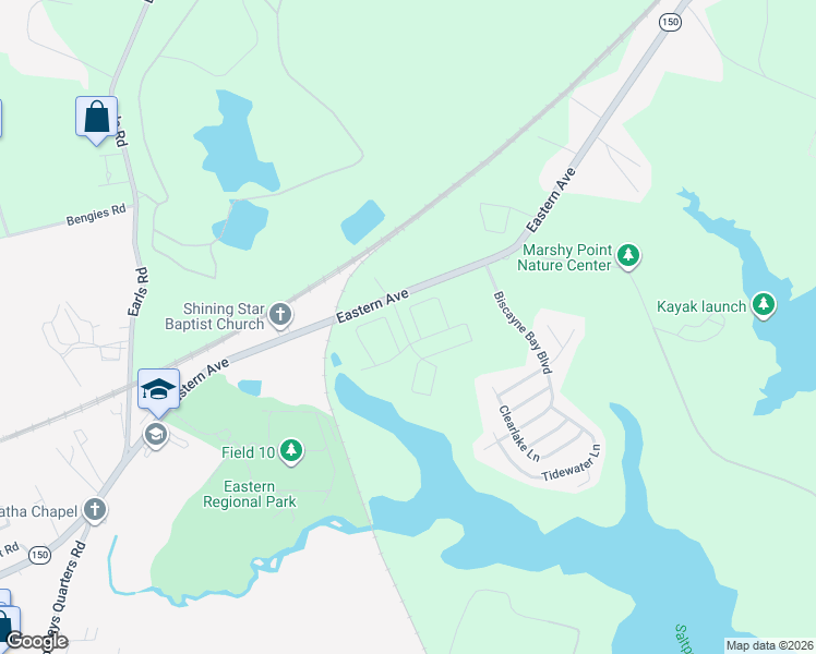 map of restaurants, bars, coffee shops, grocery stores, and more near 37 Alberge Lane in Middle River