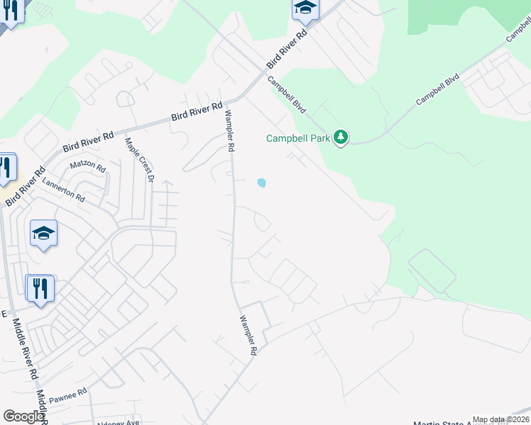 map of restaurants, bars, coffee shops, grocery stores, and more near 709 Kristy Michele Court in Middle River